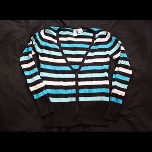 Blue/Black/White Button up Cardigan/Sweater